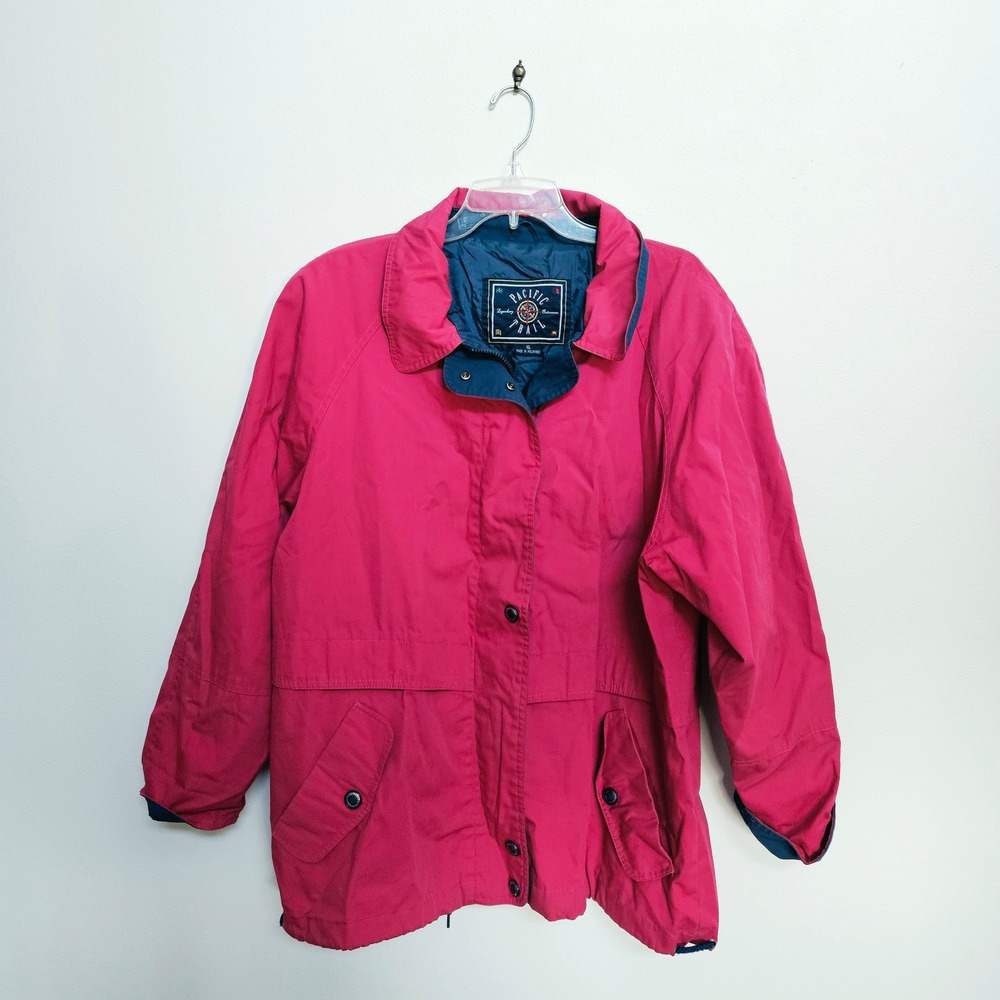 Vtg 90s PacificTrail Magenta Pink Utility Jacket Women XL Full Zip Snap Front